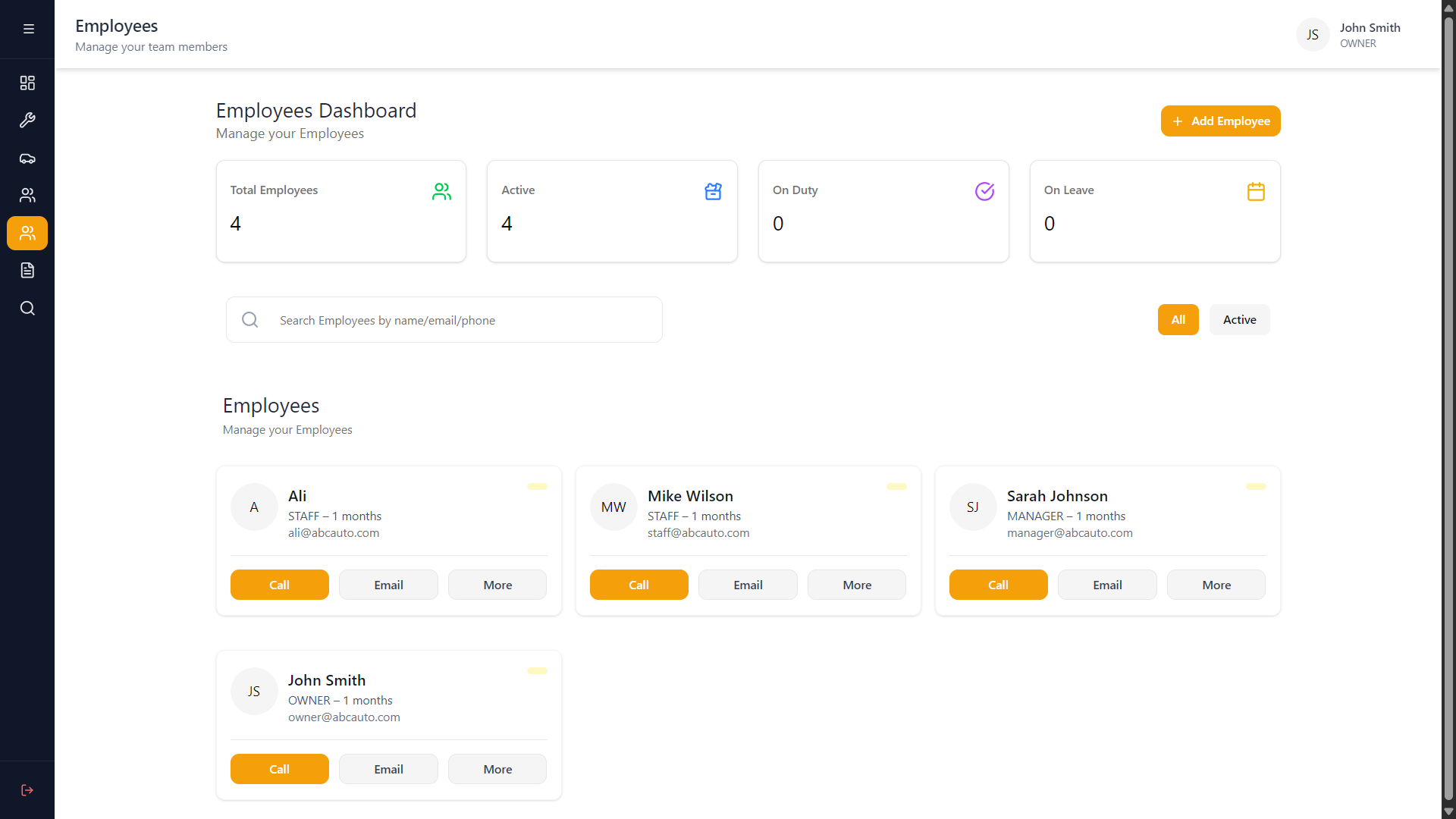 Staff scheduling calendar interface